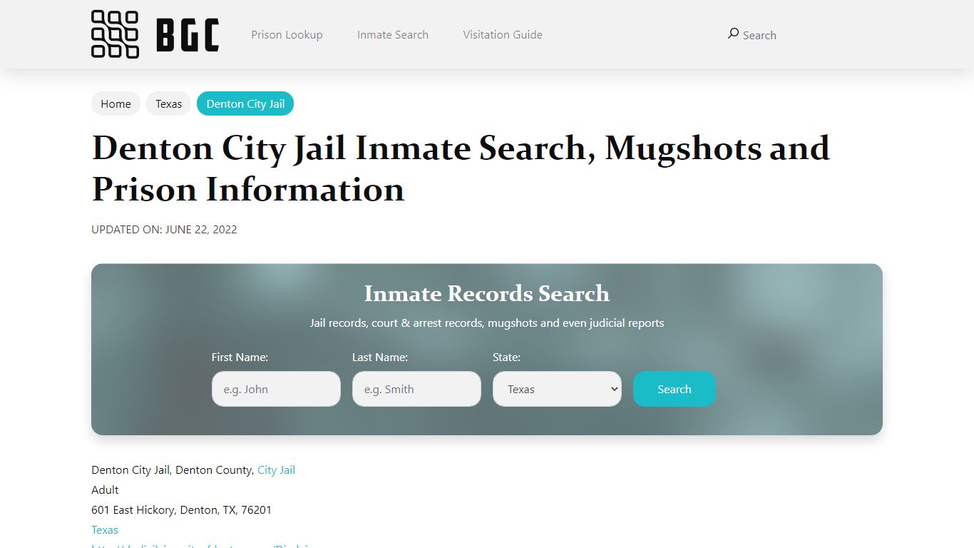 Denton City Jail Inmate Search, Mugshots, Visitation, Phone no ...